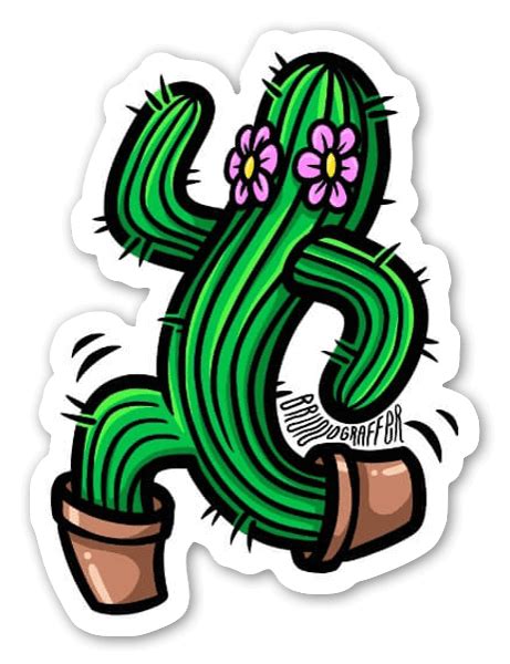 Buy Running Cactus Die Cut Stickers Stickerapp