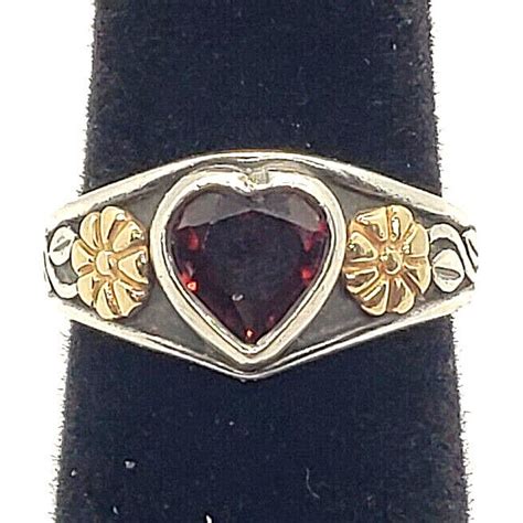 Retired James Avery Heart Ring With Garnet K And Gem