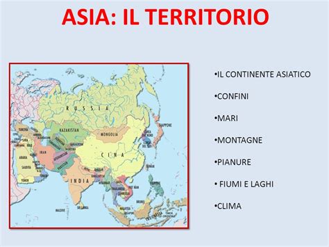 Asia Il Territorio Il Continente Asiatico Confini Mari Montagne Ppt