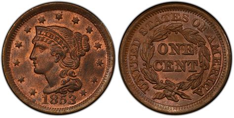 1853 1C Newcomb 30 RB Regular Strike Braided Hair Cent PCGS CoinFacts