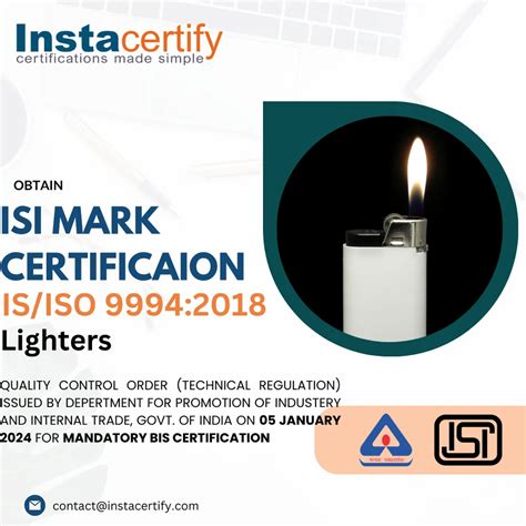 Isi Mark Certification For Lighters Safety Specifications At Rs