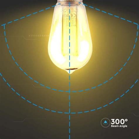 V TAC LED Bulb 4W Filament E27 ST64 Amber Art 2200K SKU 217474 VT 2185