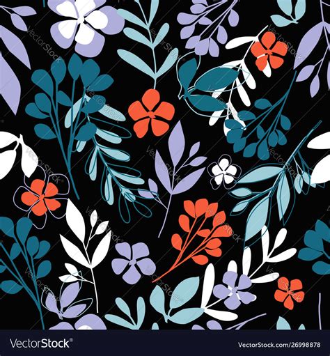 Folk Floral Seamless Pattern Modern Abstract Vector Image