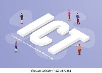 Ict Information Communication Technologies Big Text Stock Vector