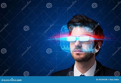 Man with Future High Tech Smart Glasses Stock Photo - Image of glow ...