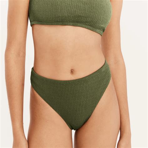 J Crew Textured High Rise Cheeky Bikini Bottom For Women