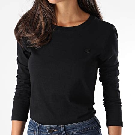 Calvin Klein Tee Shirt Manches Longues Femme Classic Slim 2586 Noir