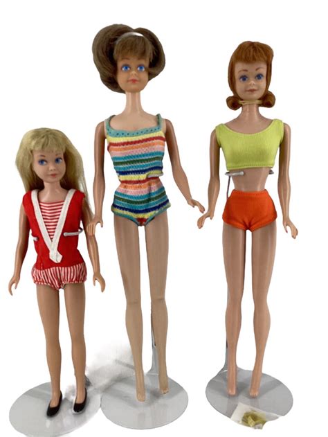 Lot Blonde Skipper Brunette Midge With Bendable Legs Auburn Hair Midge