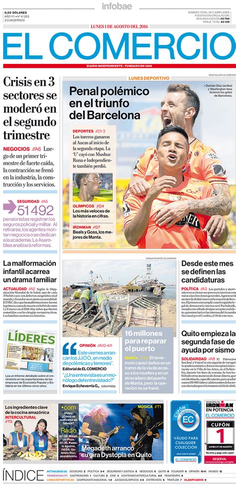 El Comercio Ecuador Lunes 01 De Agosto De 2016 Infobae