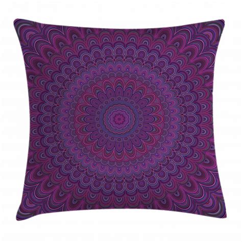 Eggplant Throw Pillow Cushion Cover Purple Mandala Shape With A