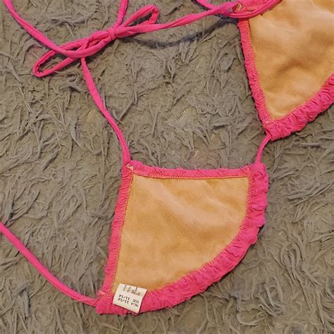 Vintage 90s Hot Pink String Bikini High Cut Bottoms Gem