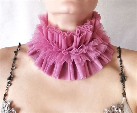 Vintage Pink Tulle Clown Ruffle Collar in Layers, Unique Costume Neck ...