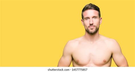 Handsome Shirtless Man Showing Nude Chest Stock Photo 1457775857