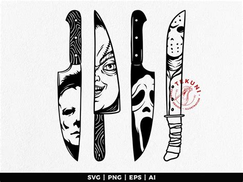 Horror Movie Characters In Knives Svg Jason Voorhees SVG Friday 13th