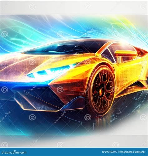 Yellow Sports Car Concept on an Abstract Background Stock Illustration ...