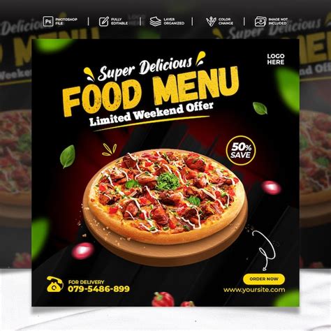 Premium Psd Food Menu And Delicious Pizza Social Media Instagram