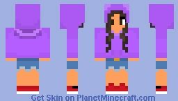 Cute girl in purple hoodie Minecraft Skin