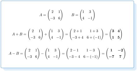 Adding and Subtracting Matrices: rules, examples and properties