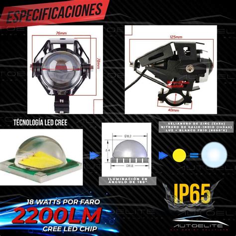 Juego Faros Led Lupas Moto Universal Tres Pasos Estrobo U5 SUNNY