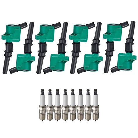 Set Of 8 Isa Brand Green Color Ignition Coils And Isa Brand Spark Plugs Compatible With 1999