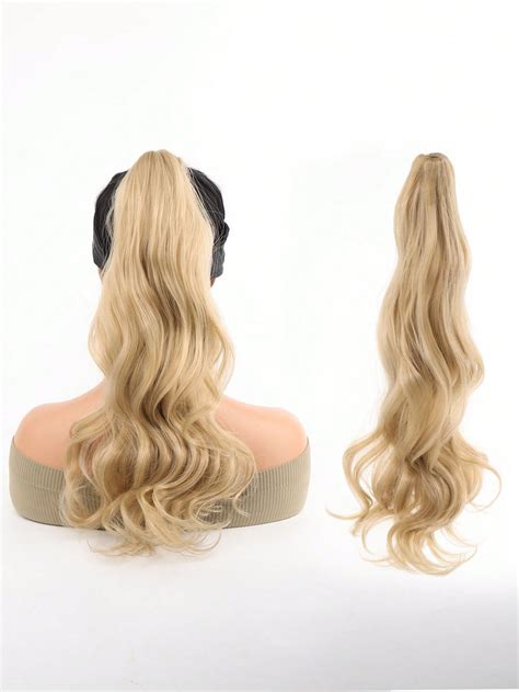 Body Wave Apricot 18 Inch Medium Ponytail Synthetic Hair Extension With