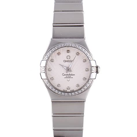 Svizzero Lady Omega Constellation Cristallo Incrostato Lunetta Argento