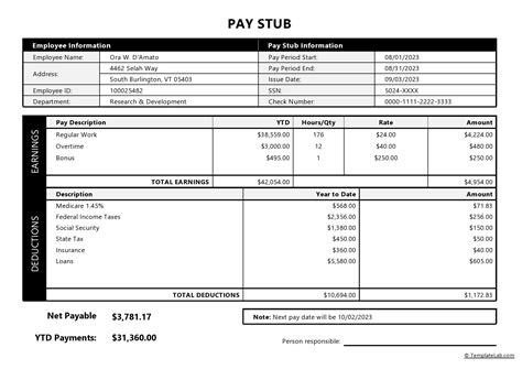 Editable Year To Date Pay Stub Template Etsy Canada