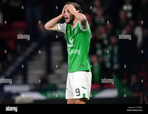 Hibernian S Dylan Vente Reacts To A Missed Chance During The Viaplay