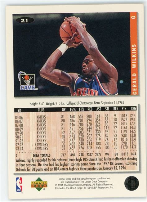 Upper Deck Collector S Choice Silver Signature Gerald Wilkins