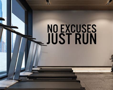 Motivational Home Gym Decor No Excuses Just Run Gym Wall Decal