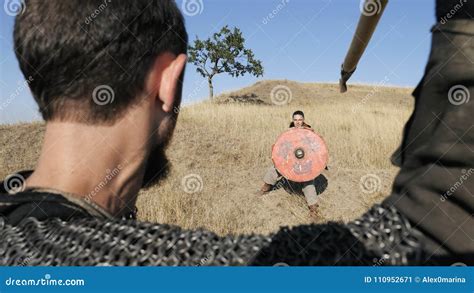 A Viking Warrior Throws a Spear during an Attack. Stock Image - Image of knight, medieval: 110952671