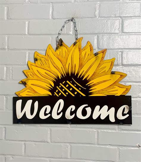 Welcome With Sunflower Sign El Mercado Imports Arts And Crafts