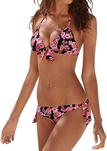 Amazon Upopby Women S Sexy Triangle Halter Bikini Set Push Up Two Piecee Swimsuits Padded