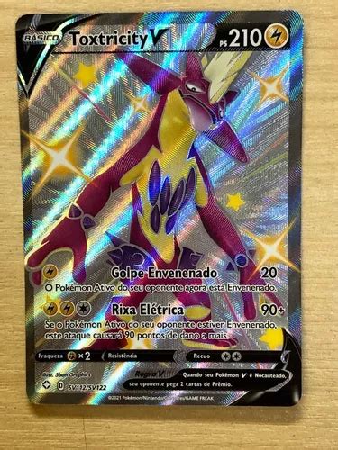 Carta Pok Mon Toxtricity V Shiny Destinos Brilhante Brindes Mercadolivre