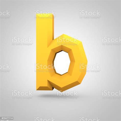 Yellow Low Poly Alphabet Letter B Lowercase Isolated On White