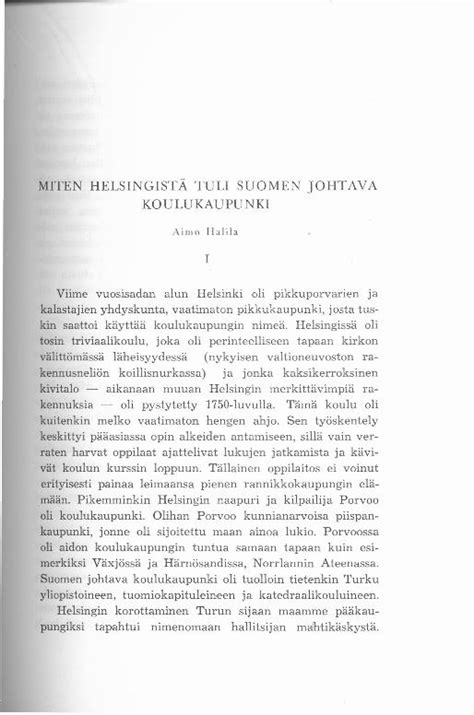 PDF MITEN HELSINGISTÄ TULI SUOMEN JOHTAVA mainita että Suomen