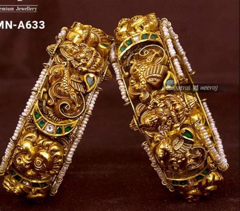 22K LAKSHMI DEVI PEACOCK BANGLES South Indians Jewellery