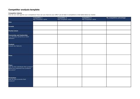 40 Free Competitor Analysis Templates Excel Word