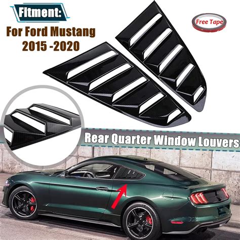 Pair Rear Quarter Window Louvers Scoops Spoiler Carbon Look For Ford