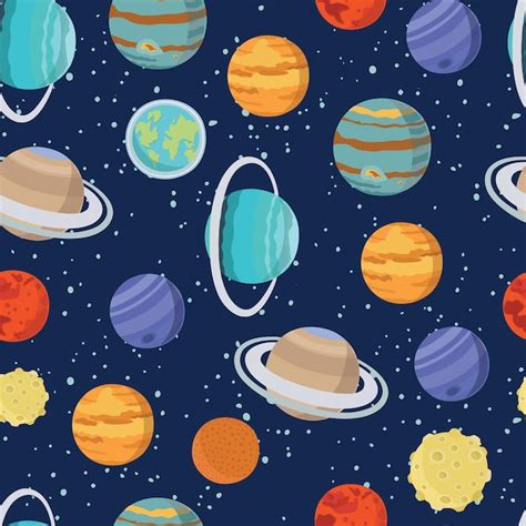 Premium Vector Seamless Space Pattern With Solar System Planet Moon