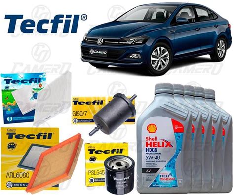 Kit Troca de Óleo 5w40 e Filtros Vw Virtus 1 6 Msi 2020 2021 TECFIL