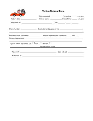 Fillable Online Fleet Vehicle Request Form Fax Email Print Pdffiller