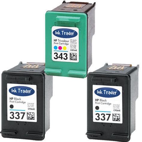 2x HP 337 Black 1x 343 Colour Ink Cartridge For Photosmart 2575