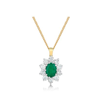 Ct Yellow And White Gold Oval Emerald And Round Brilliant Cut Diamond