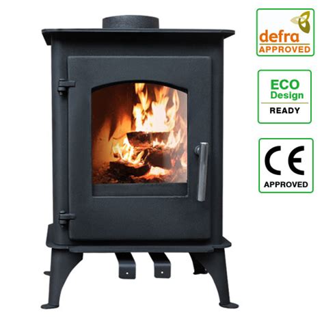 Kw Log Burner Multifuel Wood Burning Stove Woodburner Cast Iron Black