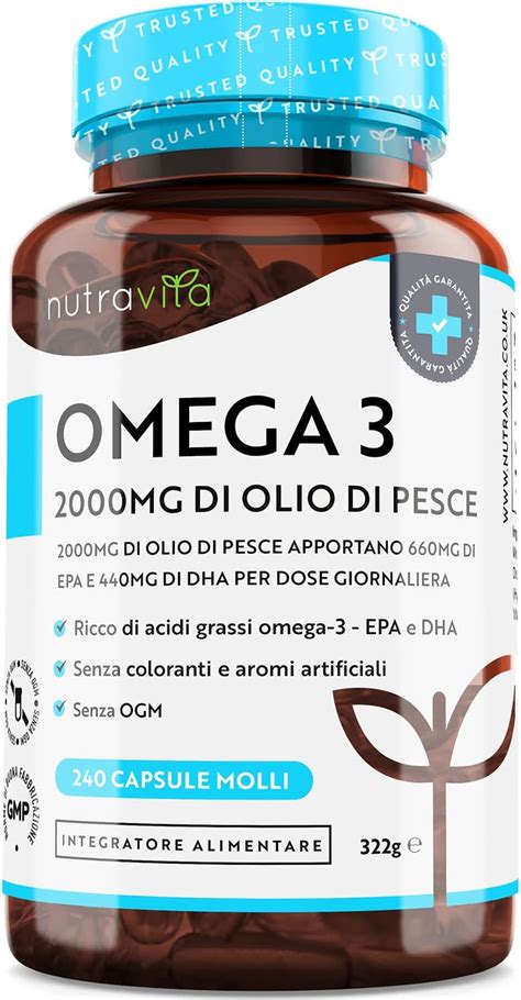 Omega Olio Di Pesce Da Mg Mg Epa E Mg Dha Per Porzione