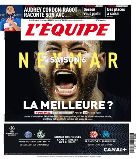 L Equipe Du Mardi 25 Octobre 2022 Télécharger Des Magazines Journaux