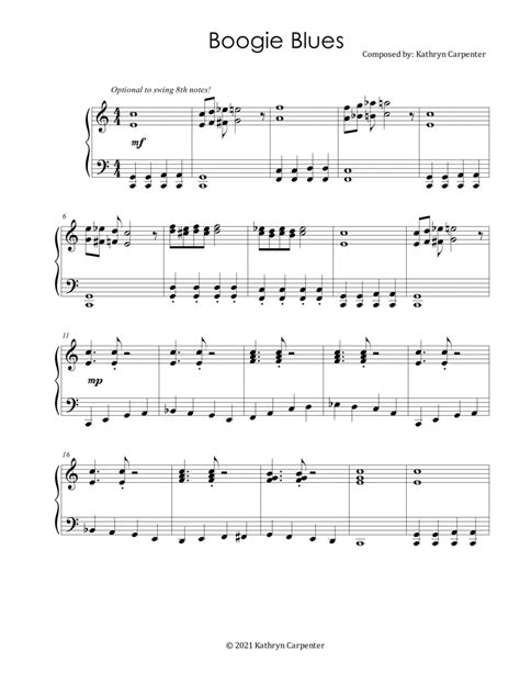 Boogie Blues By Kathryn Carpenter Sheet Music For Piano Solo At Sheet