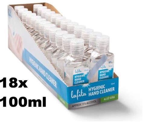 18x Flesje Lafita 100ml Sneldrogende Desinfecterende Handgel Met 75