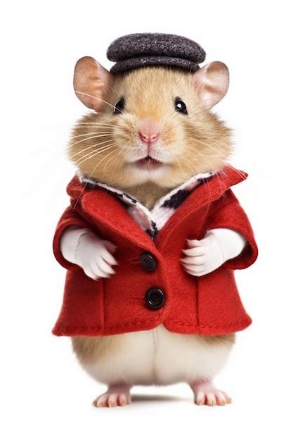 Premium AI Image | A hamster wearing a red coat and a hat.